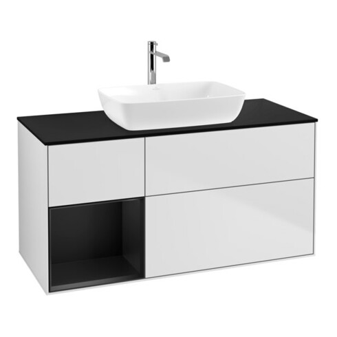 V&B Waschtischunterschrank Wandbeleuchtung Finion 120cm, Pl b m, Reg bla m Lac, wh. m Lac