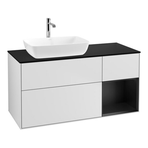 V&B Waschtischunterschrank Wandbeleuchtung Finion 120cm, Pl b m, Reg bla m Lac, wh. m Lac