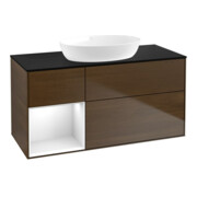 V&B Waschtischunterschrank Wandbeleuchtung Finion 120cm, Pl b m, Reg glo wh. Lac, wal ven