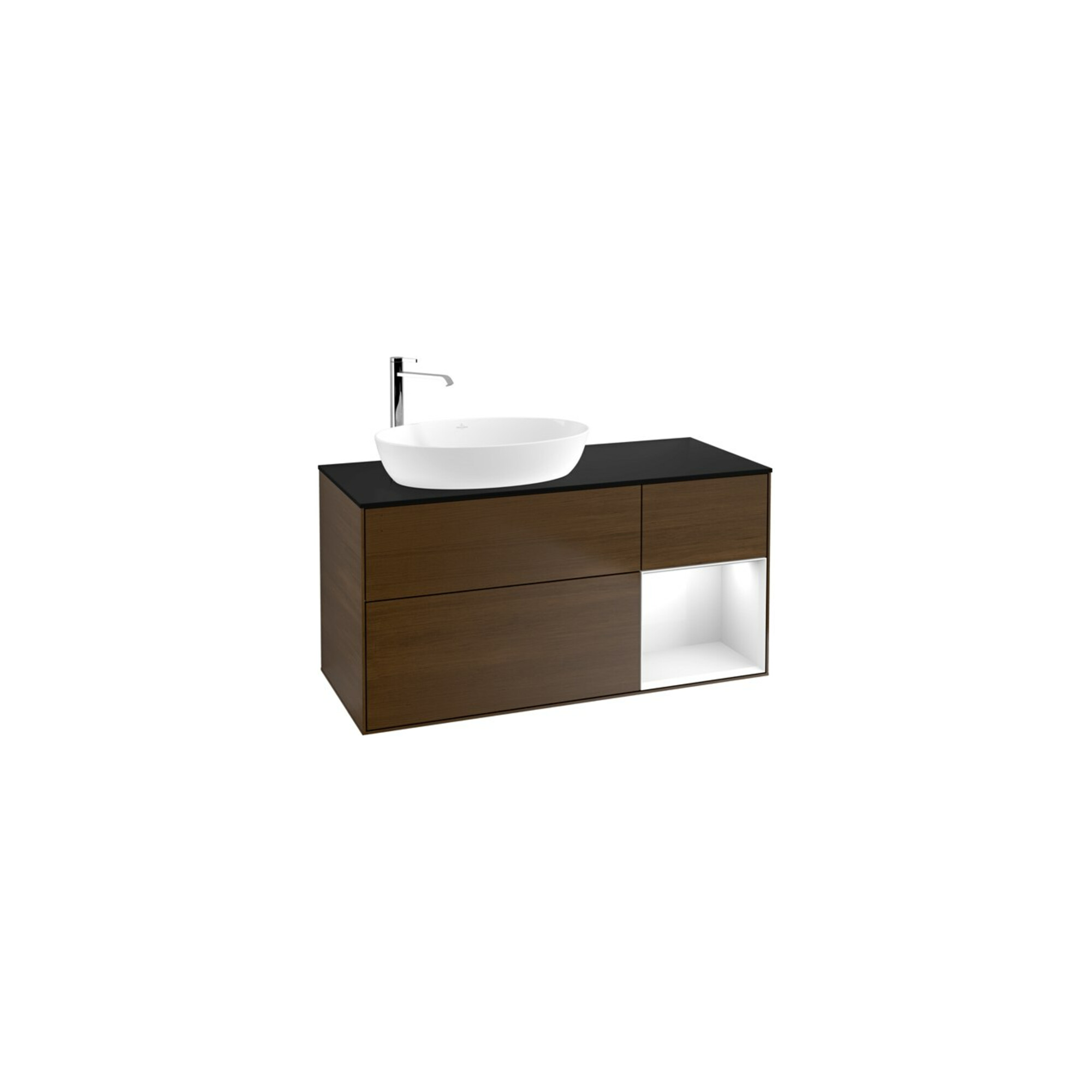 V&B Waschtischunterschrank Wandbeleuchtung Finion 120cm, Pl b m, Reg glo wh. Lac, wal ven ; Villeroy & Boch