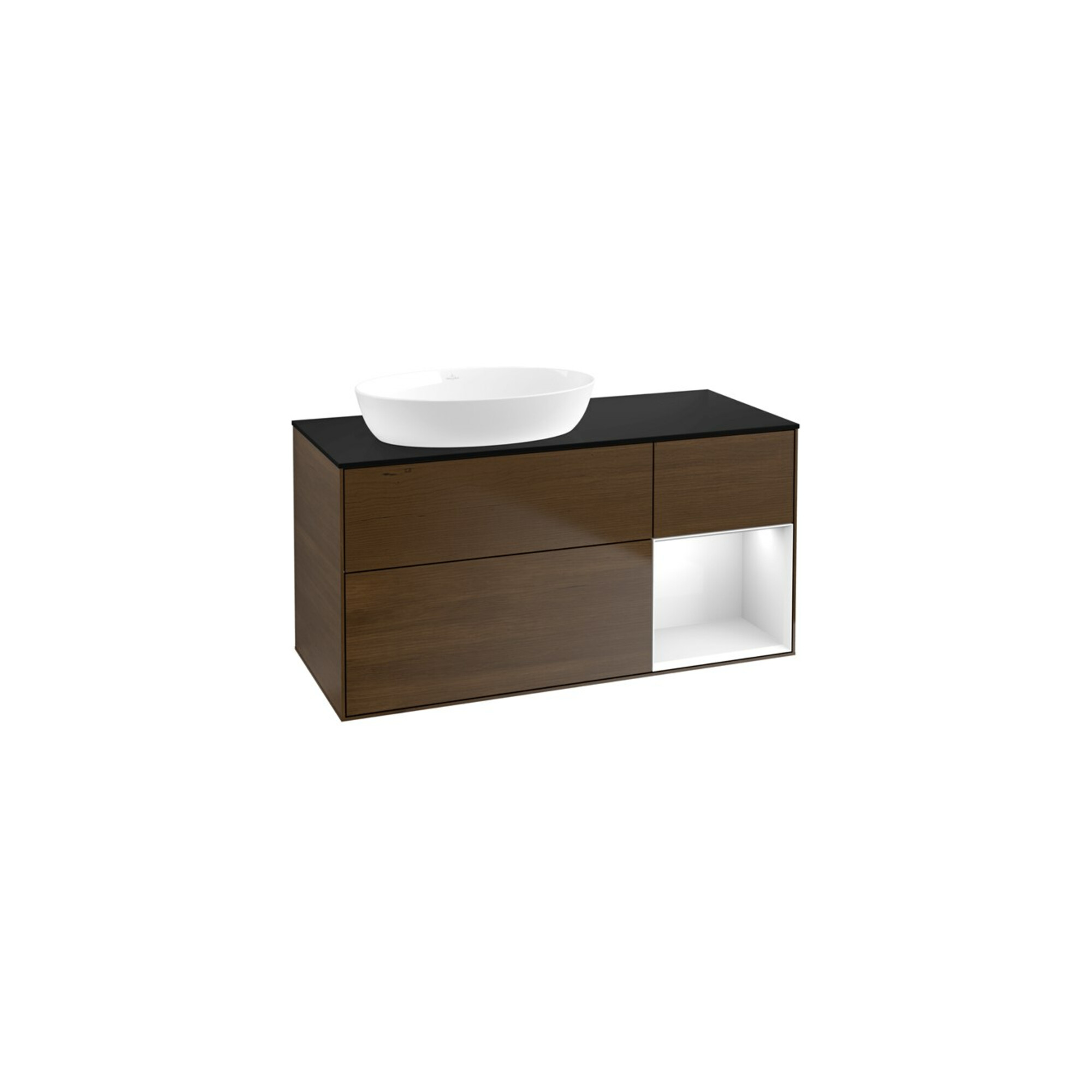 V&B Waschtischunterschrank Wandbeleuchtung Finion 120cm, Pl b m, Reg glo wh. Lac, wal ven ; Villeroy & Boch