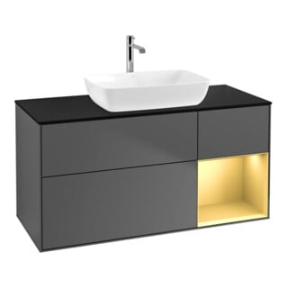 V&B Waschtischunterschrank Wandbeleuchtung Finion 120cm, Pl b m, Reg gol m Lac, Anthrac. m
