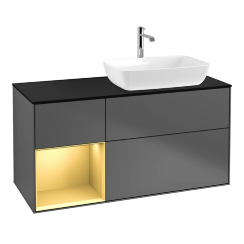 V&B Waschtischunterschrank Wandbeleuchtung Finion 120cm, Pl b m, Reg gol m Lac, Anthrac. m