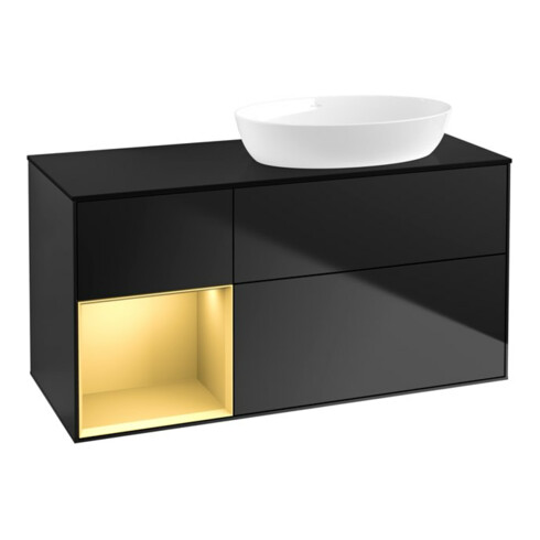 V&B Waschtischunterschrank Wandbeleuchtung Finion 120cm, Pl b m, Reg gol m Lac, bla m Lac