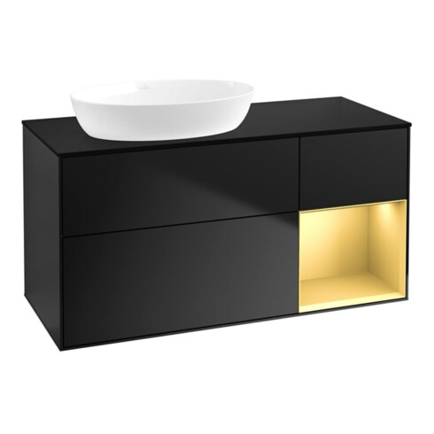 V&B Waschtischunterschrank Wandbeleuchtung Finion 120cm, Pl b m, Reg gol m Lac, bla m Lac