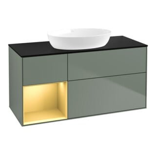 V&B Waschtischunterschrank Wandbeleuchtung Finion 120cm, Pl b m, Reg gol m Lac, Oli. m Lac