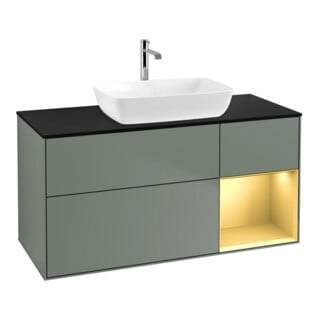 V&B Waschtischunterschrank Wandbeleuchtung Finion 120cm, Pl b m, Reg gol m Lac, Oli. m Lac