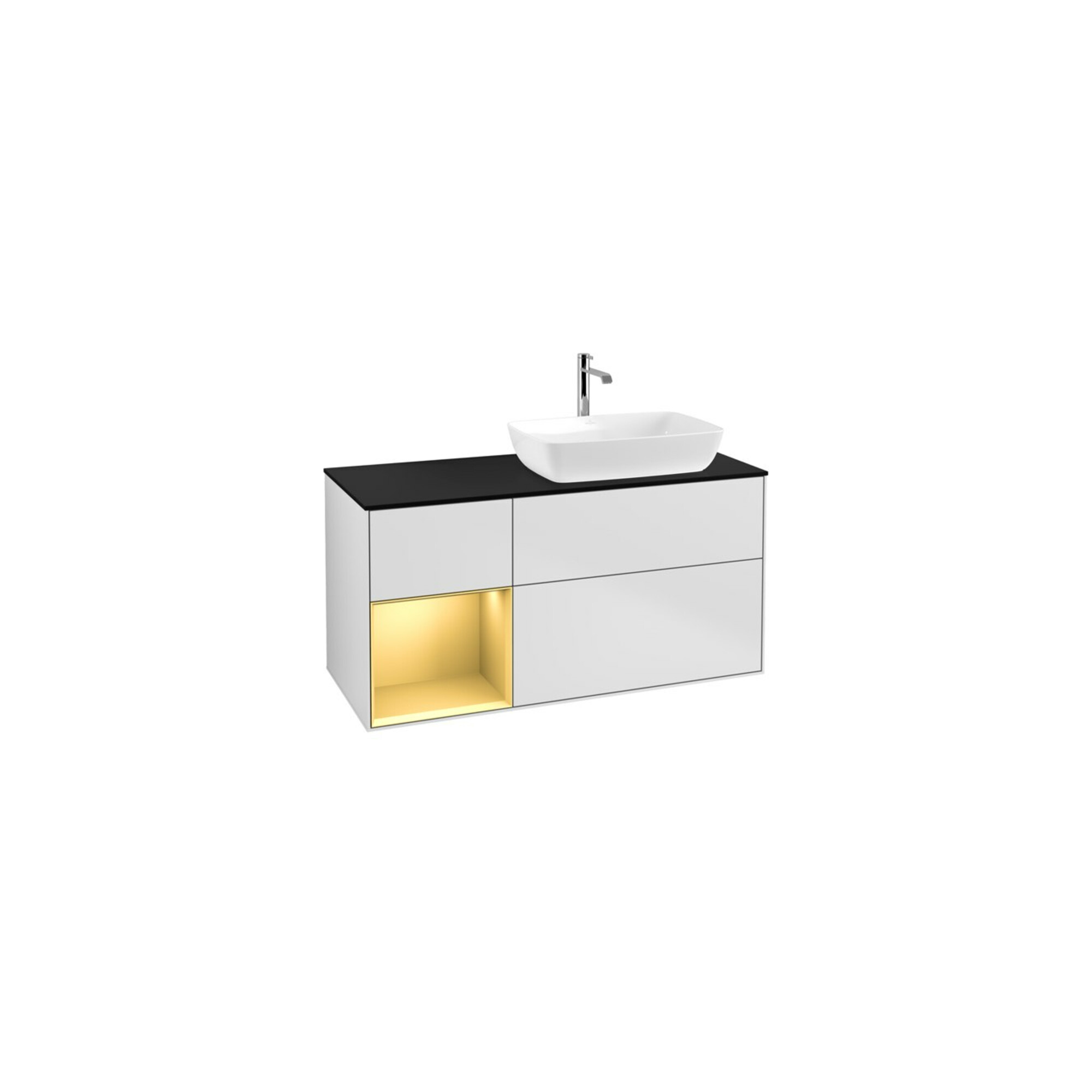 V&B Waschtischunterschrank Wandbeleuchtung Finion 120cm, Pl b m, Reg gol m Lac, wh. m Lac ; Villeroy & Boch