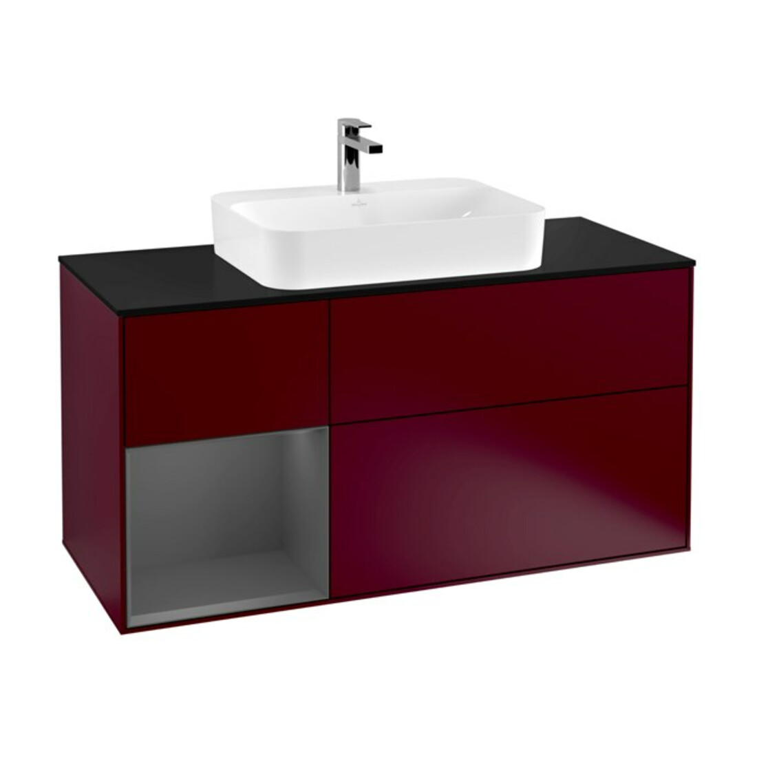 V&B Waschtischunterschrank Wandbeleuchtung Finion 120cm, Pl b m, Reg li Anthrac. m, Peo m