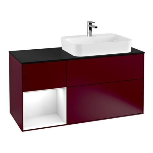 V&B Waschtischunterschrank Wandbeleuchtung Finion 120cm, Pl b m, Reg li glo wh. Lac, Peo m
