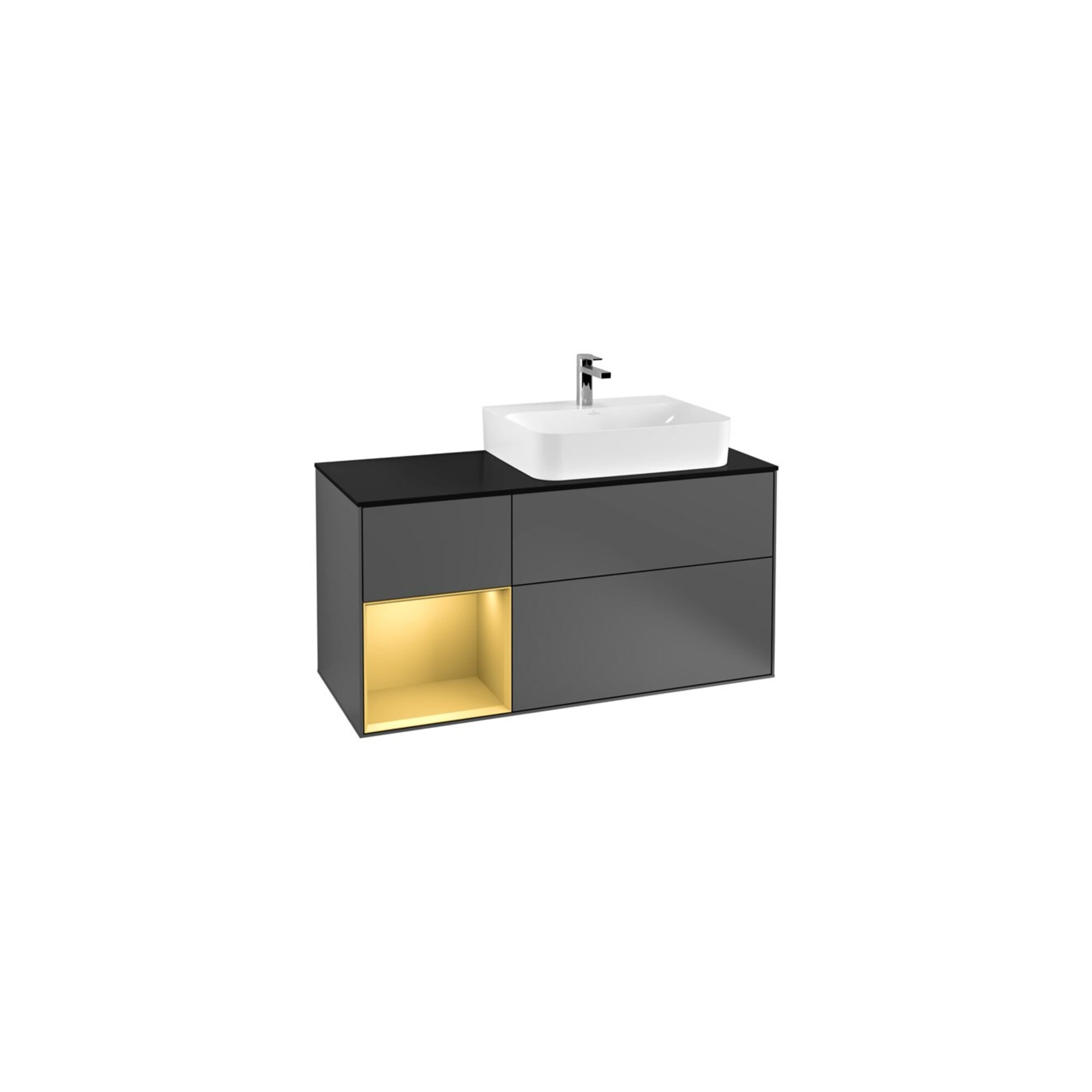 V&B Waschtischunterschrank Wandbeleuchtung Finion 120cm, Pl b m, Reg li gol m, Anthrac. m ; Villeroy & Boch