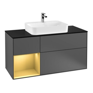 V&B Waschtischunterschrank Wandbeleuchtung Finion 120cm, Pl b m, Reg li gol m, Anthrac. m
