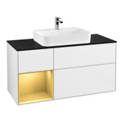 V&B Waschtischunterschrank Wandbeleuchtung Finion 120cm, Pl b m, Reg li gol m, glo wh. Lac