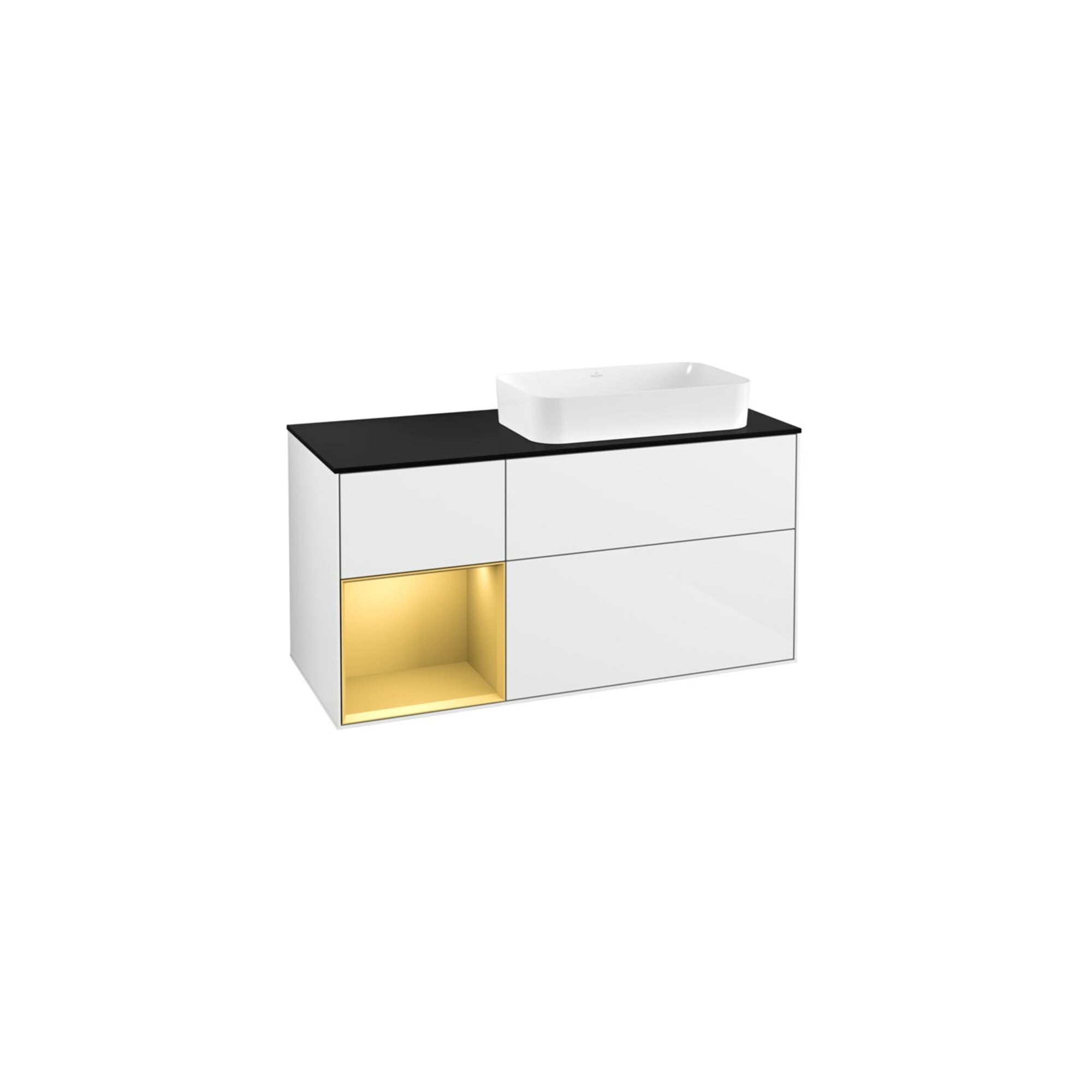 V&B Waschtischunterschrank Wandbeleuchtung Finion 120cm, Pl b m, Reg li gol m, glo wh. Lac ; Villeroy & Boch