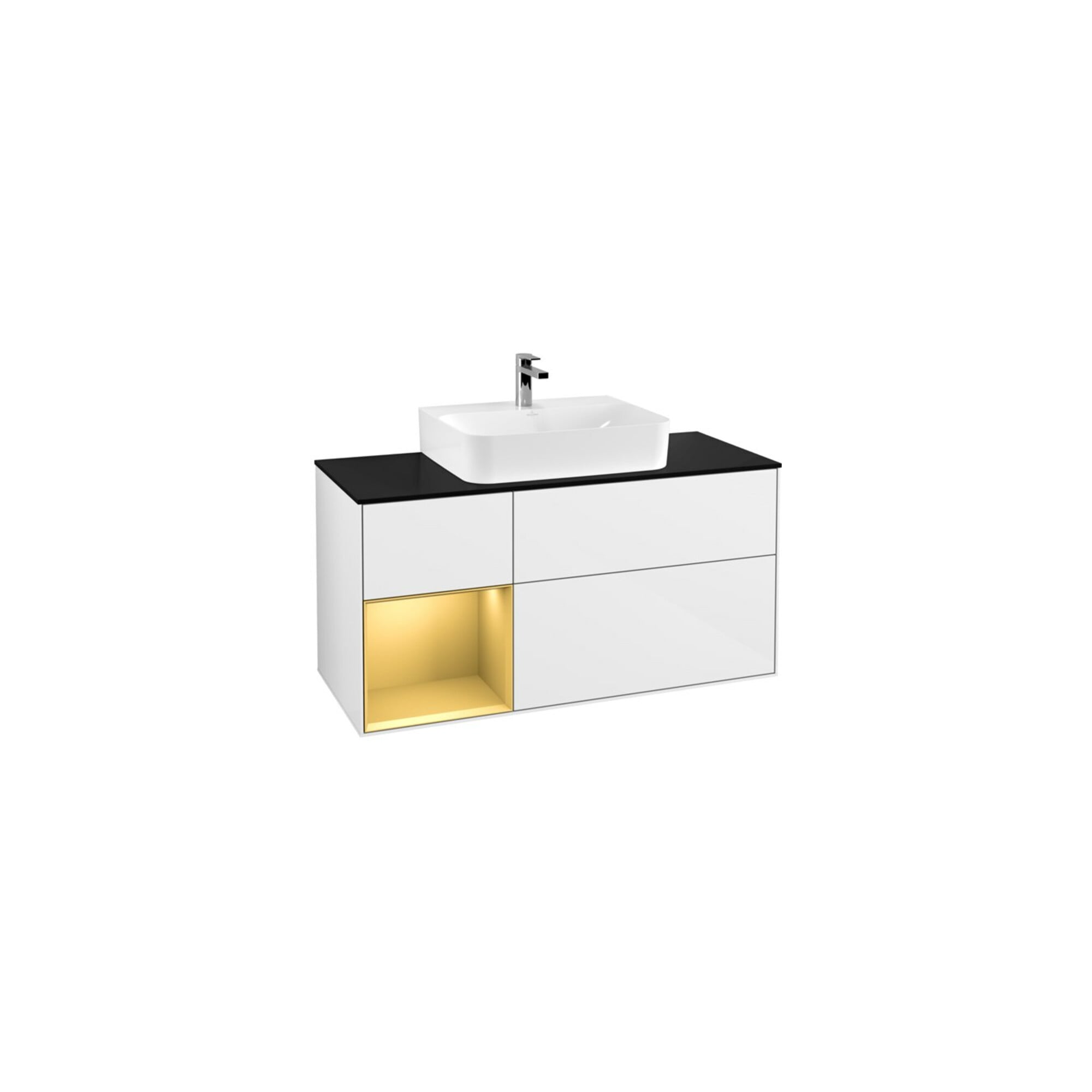 V&B Waschtischunterschrank Wandbeleuchtung Finion 120cm, Pl b m, Reg li gol m, glo wh. Lac ; Villeroy & Boch
