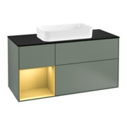 V&B Waschtischunterschrank Wandbeleuchtung Finion 120cm, Pl b m, Reg li gol m, Oli. m Lac