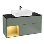 V&B Waschtischunterschrank Wandbeleuchtung Finion 120cm, Pl b m, Reg li gol m, Oli. m Lac