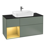 V&B Waschtischunterschrank Wandbeleuchtung Finion 120cm, Pl b m, Reg li gol m, Oli. m Lac