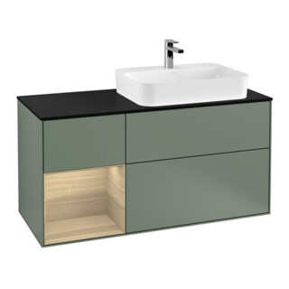 V&B Waschtischunterschrank Wandbeleuchtung Finion 120cm, Pl b m, Reg li Oa ven, Oli. m Lac