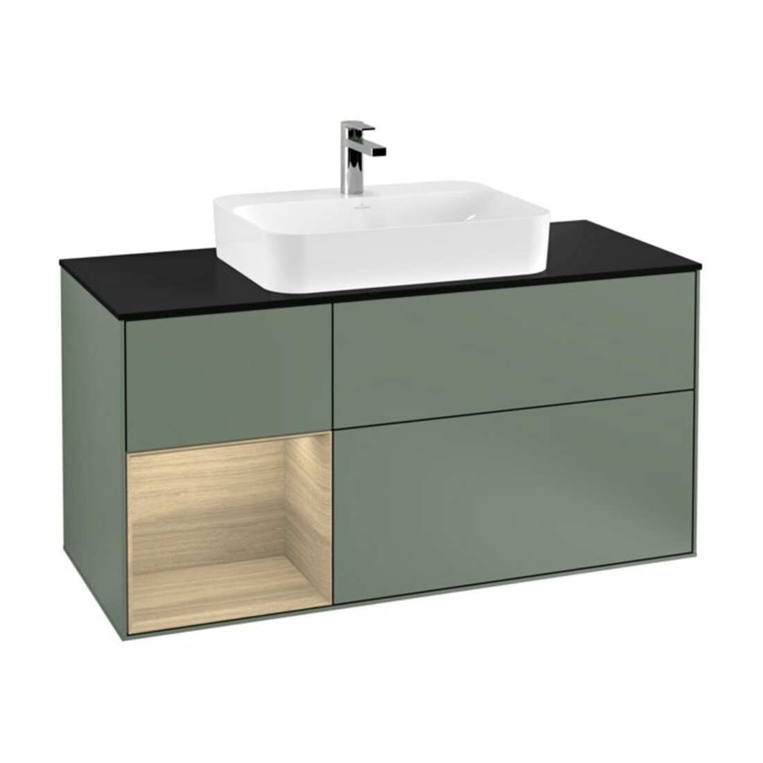 V&B Waschtischunterschrank Wandbeleuchtung Finion 120cm, Pl b m, Reg li Oa ven, Oli. m Lac
