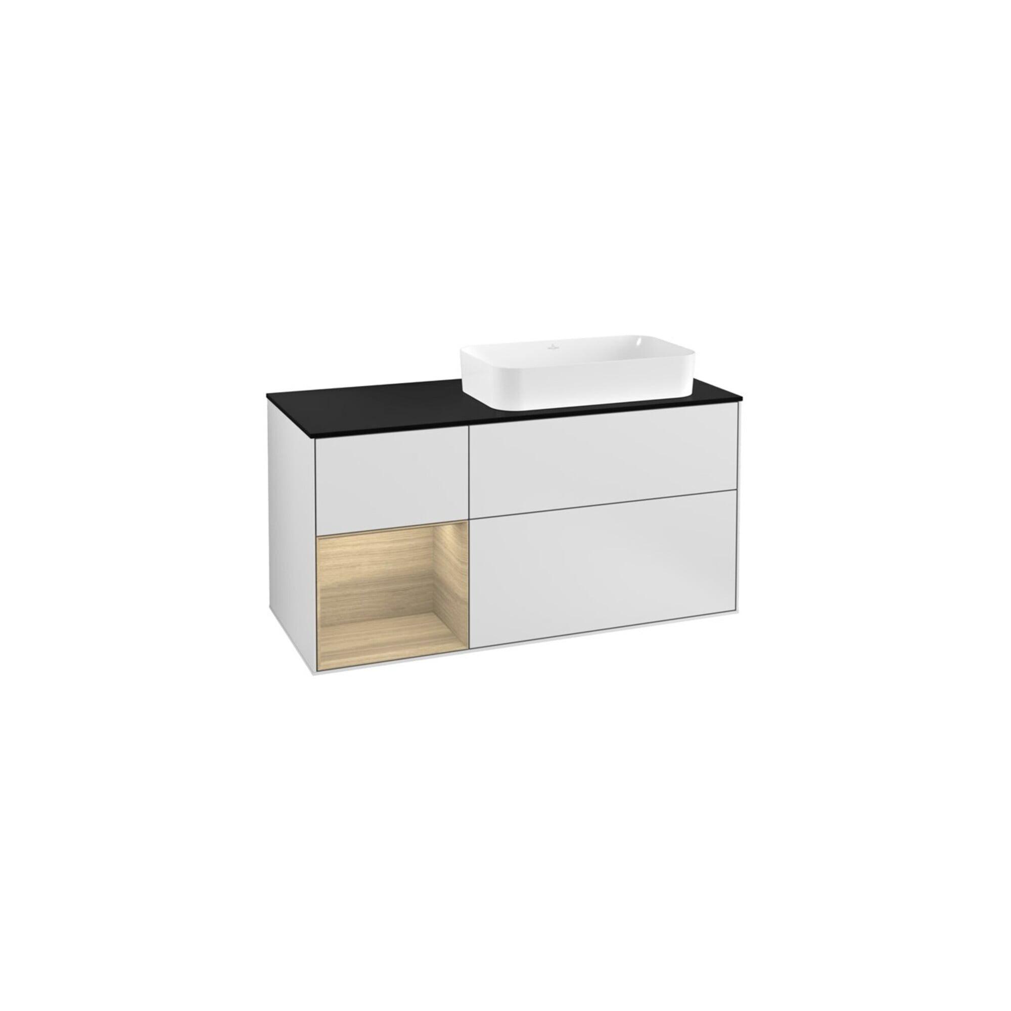 V&B Waschtischunterschrank Wandbeleuchtung Finion 120cm, Pl b m, Reg li Oa ven, wh. m Lac ; Villeroy & Boch