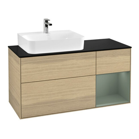 V&B Waschtischunterschrank Wandbeleuchtung Finion 120cm, Pl b m, Reg li Oli. m Lac, Oa ven