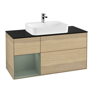 V&B Waschtischunterschrank Wandbeleuchtung Finion 120cm, Pl b m, Reg li Oli. m Lac, Oa ven