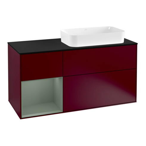 V&B Waschtischunterschrank Wandbeleuchtung Finion 120cm, Pl b m, Reg li Oli. m Lac, Peo m