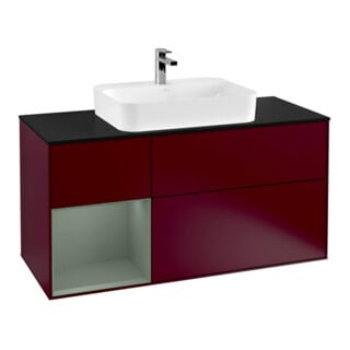 V&B Waschtischunterschrank Wandbeleuchtung Finion 120cm, Pl b m, Reg li Oli. m Lac, Peo m