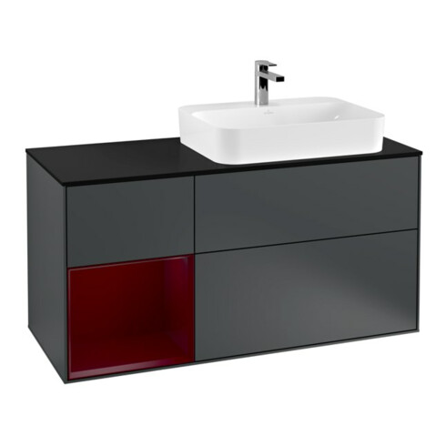 V&B Waschtischunterschrank Wandbeleuchtung Finion 120cm, Pl b m, Reg li Peo, md bl. m Lac