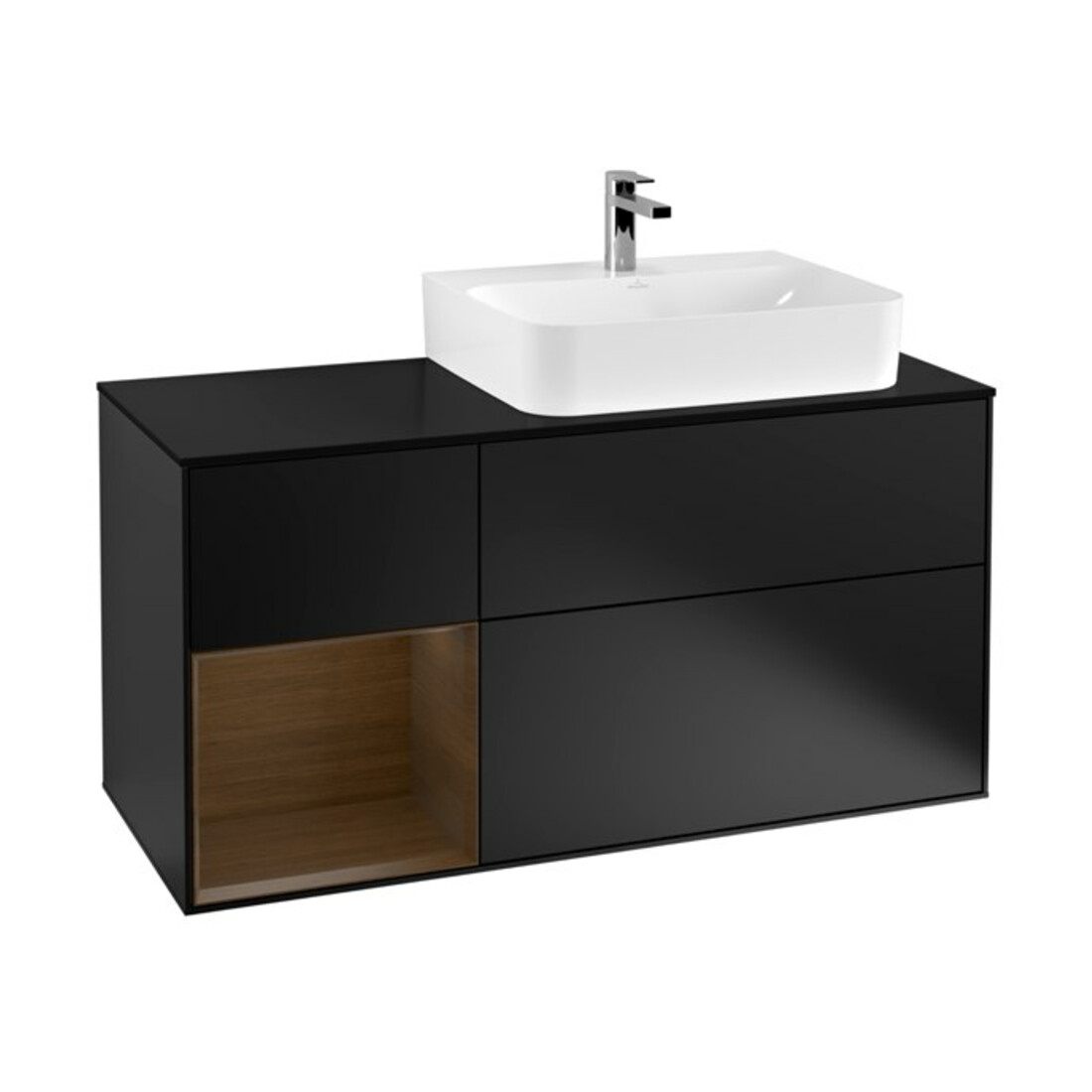 V&B Waschtischunterschrank Wandbeleuchtung Finion 120cm, Pl b m, Reg li wal ven, bla m Lac