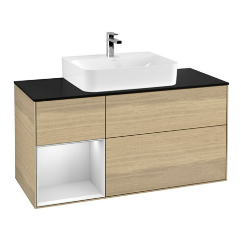 V&B Waschtischunterschrank Wandbeleuchtung Finion 120cm, Pl b m, Reg li wh. m Lac, Oa ven