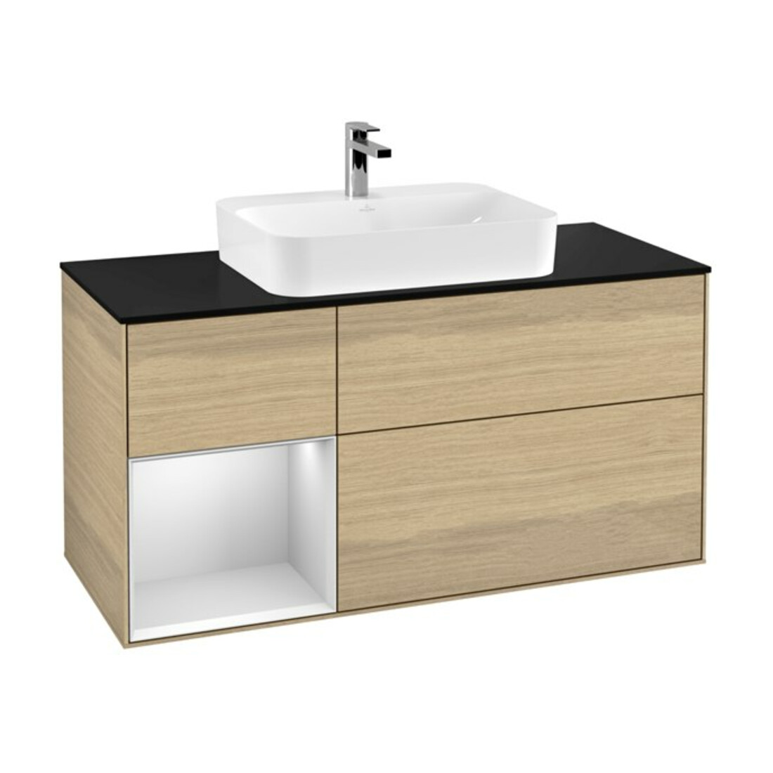 V&B Waschtischunterschrank Wandbeleuchtung Finion 120cm, Pl b m, Reg li wh. m Lac, Oa ven