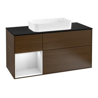 V&B Waschtischunterschrank Wandbeleuchtung Finion 120cm, Pl b m, Reg li wh. m Lac, wal ven
