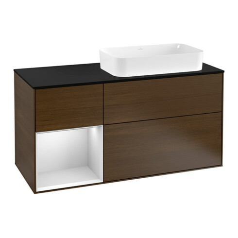 V&B Waschtischunterschrank Wandbeleuchtung Finion 120cm, Pl b m, Reg li wh. m Lac, wal ven