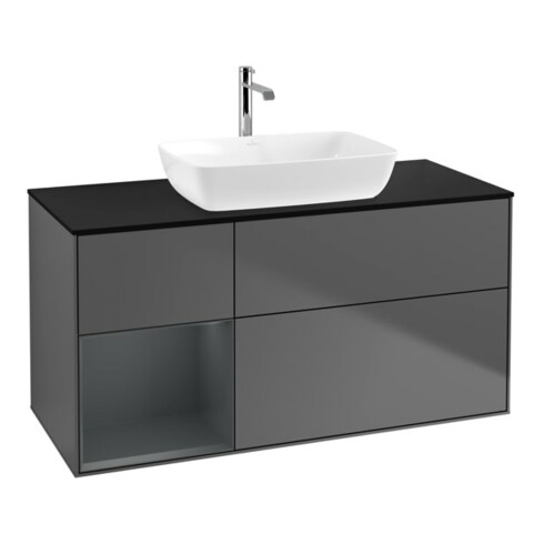 V&B Waschtischunterschrank Wandbeleuchtung Finion 120cm, Pl b m, Reg md m Lac, Anthrac. m