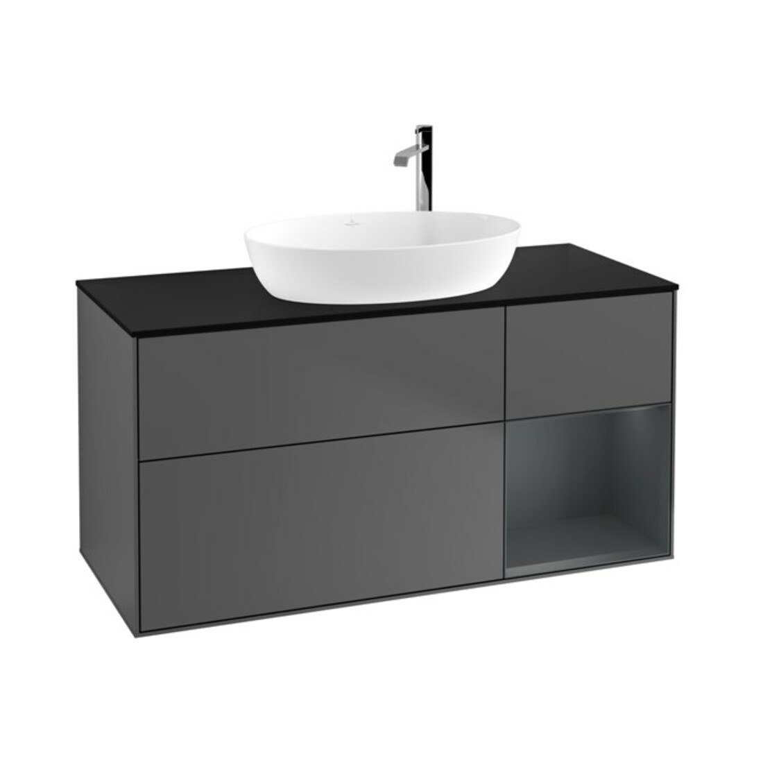 V&B Waschtischunterschrank Wandbeleuchtung Finion 120cm, Pl b m, Reg md m Lac, Anthrac. m
