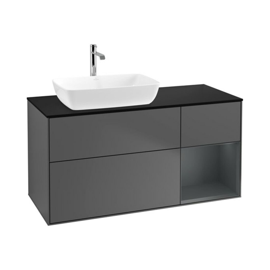 V&B Waschtischunterschrank Wandbeleuchtung Finion 120cm, Pl b m, Reg md m Lac, Anthrac. m