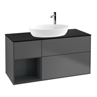V&B Waschtischunterschrank Wandbeleuchtung Finion 120cm, Pl b m, Reg md m Lac, Anthrac. m