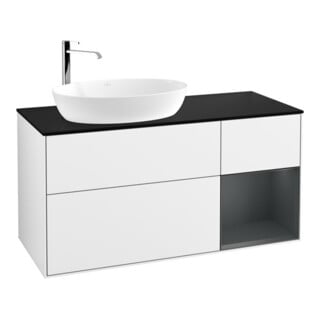 V&B Waschtischunterschrank Wandbeleuchtung Finion 120cm, Pl b m, Reg md m Lac, glo wh. Lac
