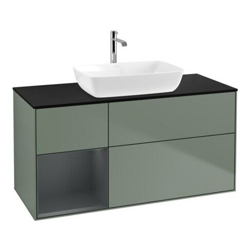 V&B Waschtischunterschrank Wandbeleuchtung Finion 120cm, Pl b m, Reg md m Lac, Oli. m Lac