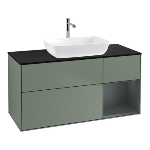 V&B Waschtischunterschrank Wandbeleuchtung Finion 120cm, Pl b m, Reg md m Lac, Oli. m Lac