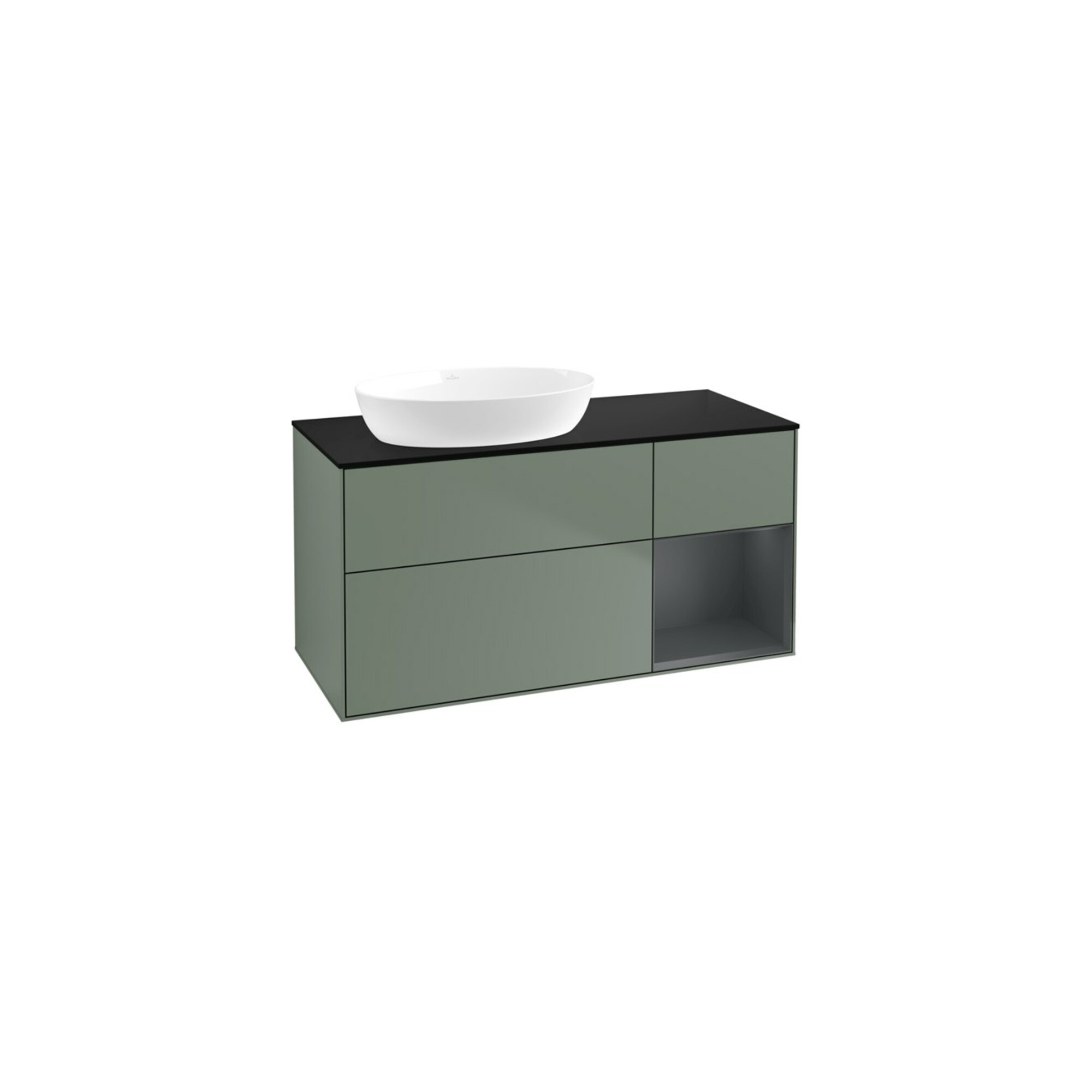 V&B Waschtischunterschrank Wandbeleuchtung Finion 120cm, Pl b m, Reg md m Lac, Oli. m Lac ; Villeroy & Boch
