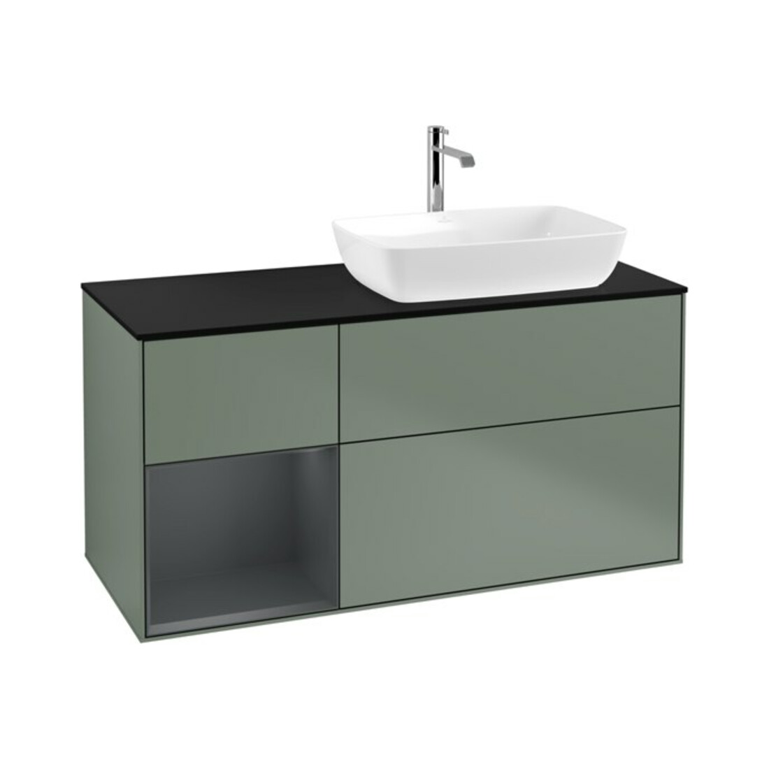 V&B Waschtischunterschrank Wandbeleuchtung Finion 120cm, Pl b m, Reg md m Lac, Oli. m Lac