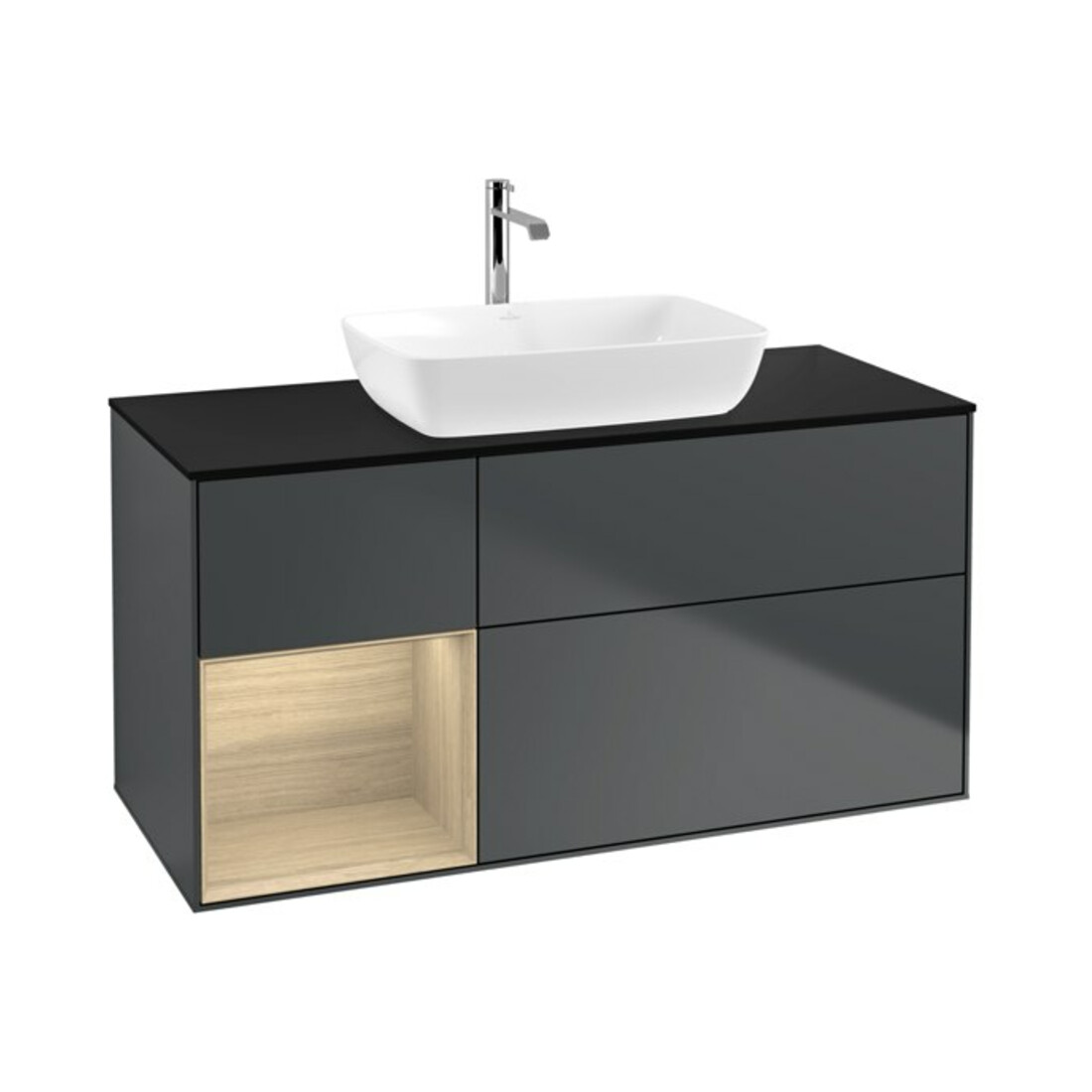 V&B Waschtischunterschrank Wandbeleuchtung Finion 120cm, Pl b m, Reg Oa ven, md bl. m Lac
