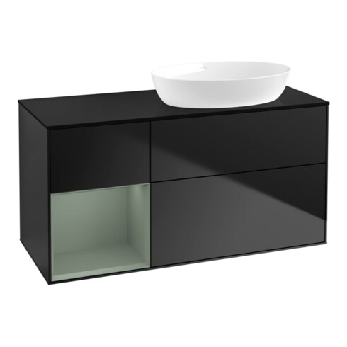 V&B Waschtischunterschrank Wandbeleuchtung Finion 120cm, Pl b m, Reg Oli. m Lac, bla m Lac