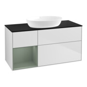 V&B Waschtischunterschrank Wandbeleuchtung Finion 120cm, Pl b m, Reg Oli. m Lac, wh. m Lac