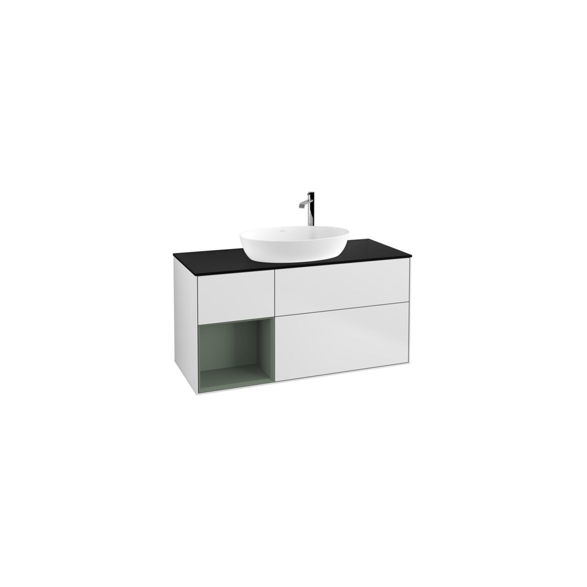 V&B Waschtischunterschrank Wandbeleuchtung Finion 120cm, Pl b m, Reg Oli. m Lac, wh. m Lac ; Villeroy & Boch
