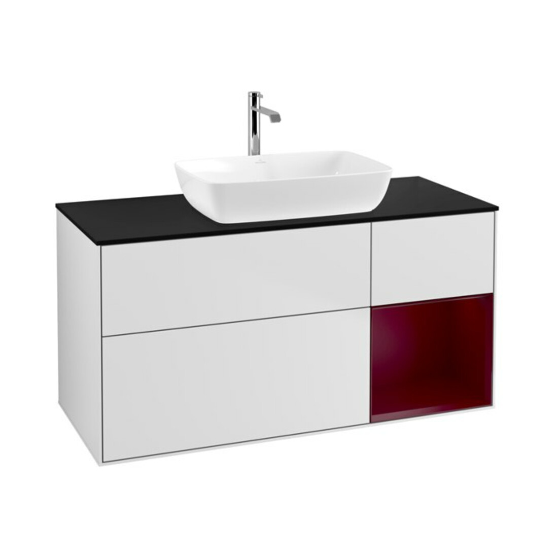 V&B Waschtischunterschrank Wandbeleuchtung Finion 120cm, Pl b m, Reg Peo m Lac, wh. m Lac