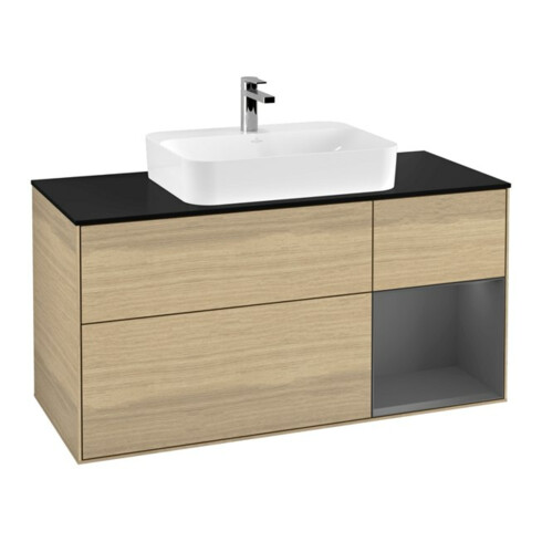 V&B Waschtischunterschrank Wandbeleuchtung Finion 120cm, Pl b m, Reg re Anthrac. m, Oa ven